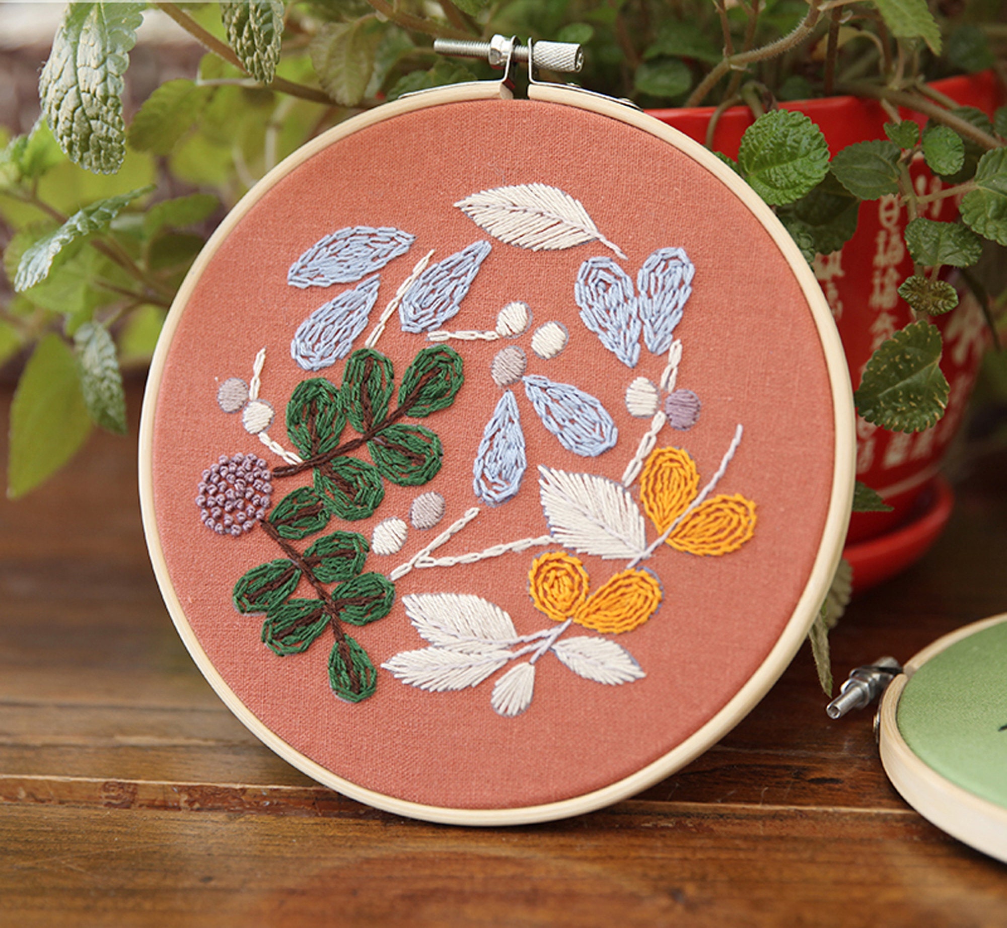 Floral Pre Printedbeginner Embroidery Kitmodern Flower and Etsy