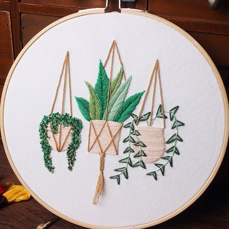 Succulent Embroidery Kit BeginnerModern Floral Etsy