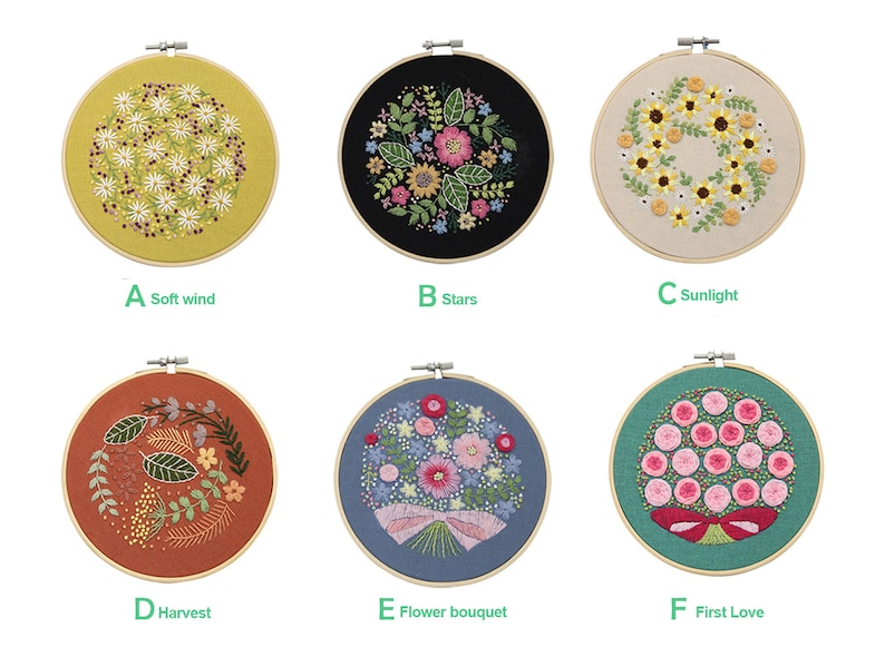 Floral Beginner Embroidery Kit Modern Flower Plant Hand Embroidery Full Kit DIY Floral Needlepoint Hoop Wall Art Kit image 10