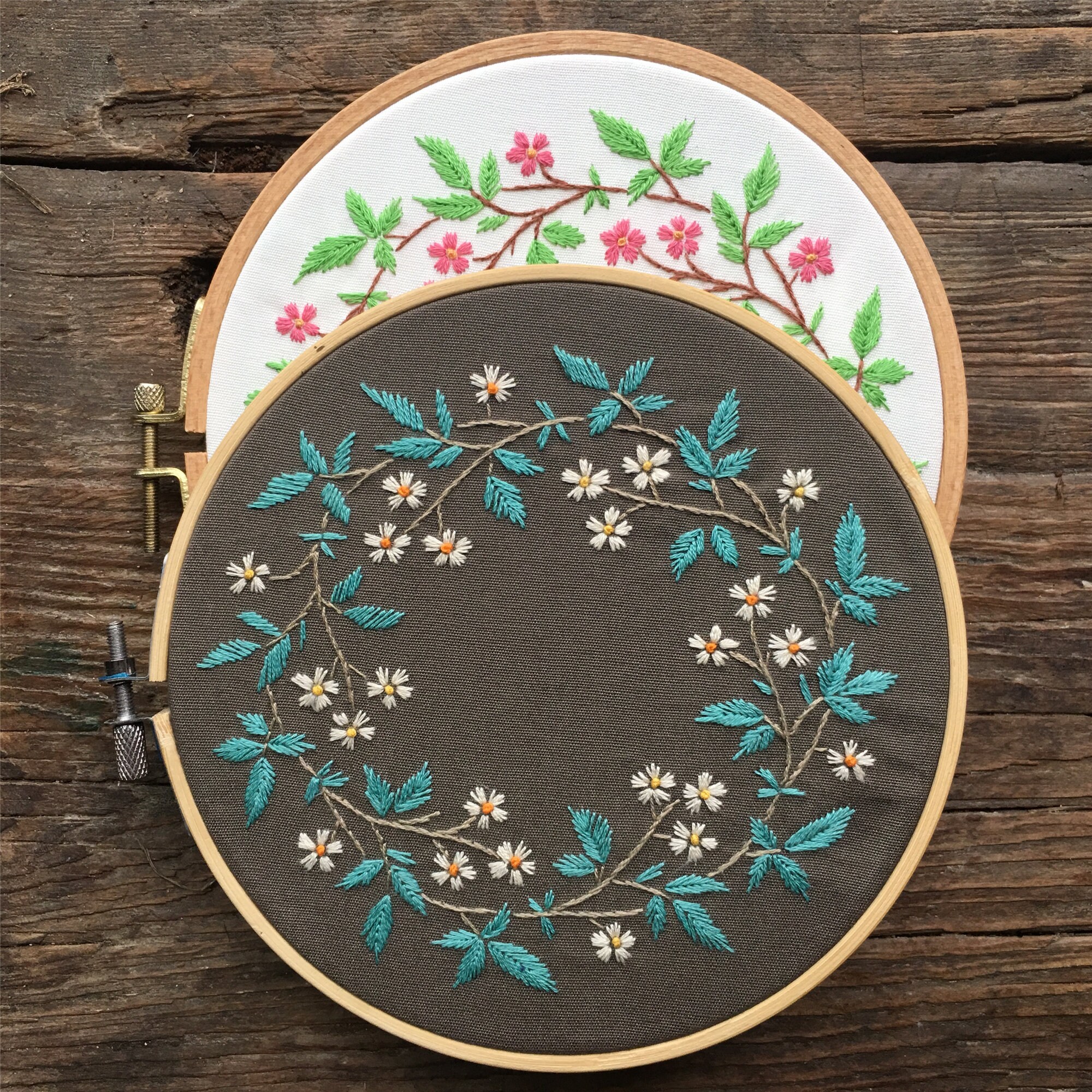 Hand Embroidery Full Kit DIY Needlework Kit Modern Blue Etsy