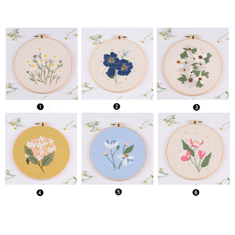 DIY Flower Embroidery Hoop Wall Art KitDiy Embroidery kit Etsy