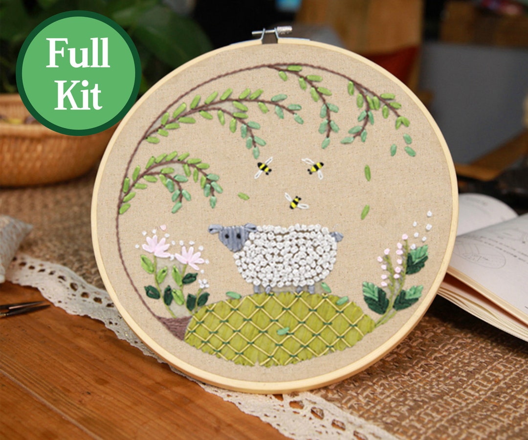 Plants Transparent Embroidery Kit for Beginner,flower Diy Kit,beginner Hand  Embroidery Full Kit ,diy Start up Embroidery Set English Guide 