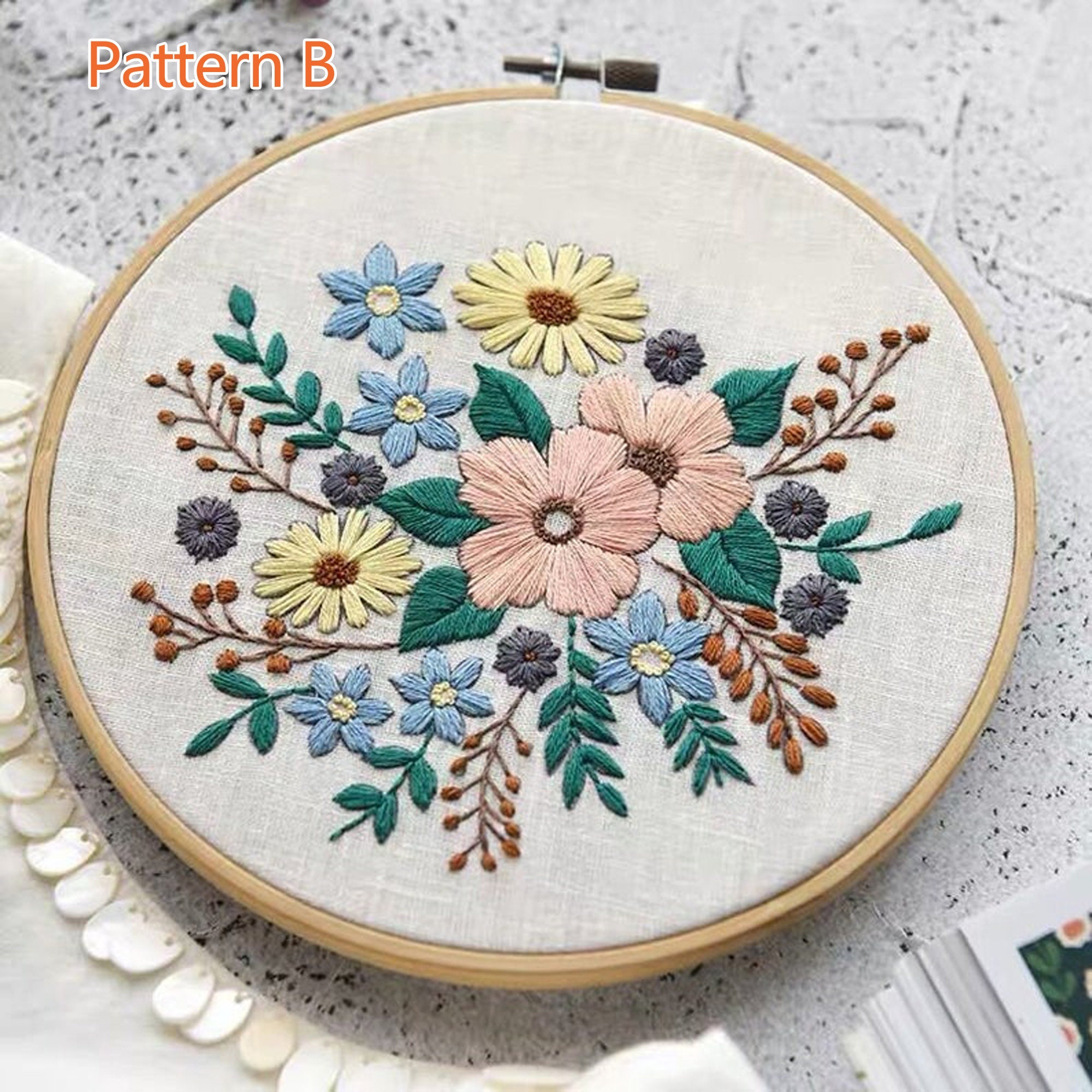 Blingpainting 3PC Handheld Flower Embroidery - Easy-to-Use, Portable,  Beautiful Designs, Embroidery Kit for Art Craft Handy Sewing, Perfect for  DIY