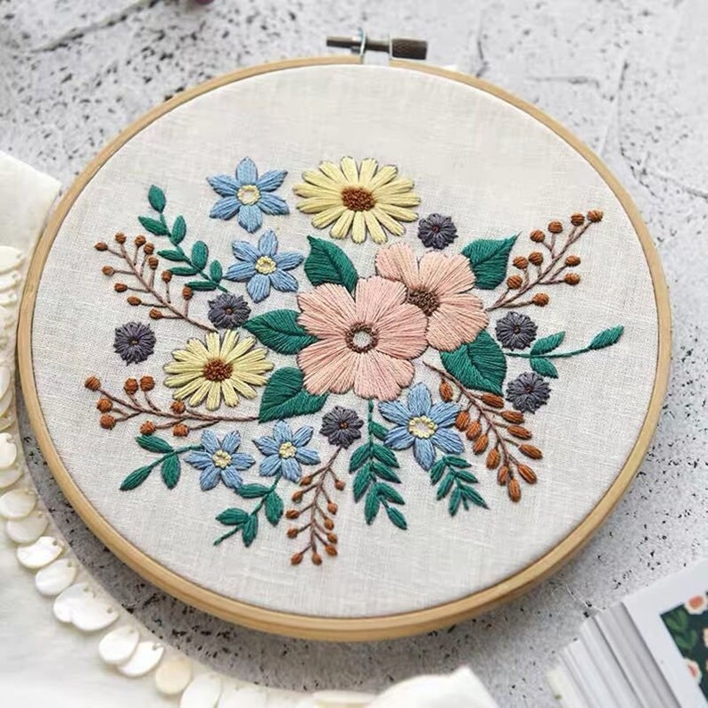 Hand Embroidery Full Kit DIY Modern Embroidery Kit Modern Etsy