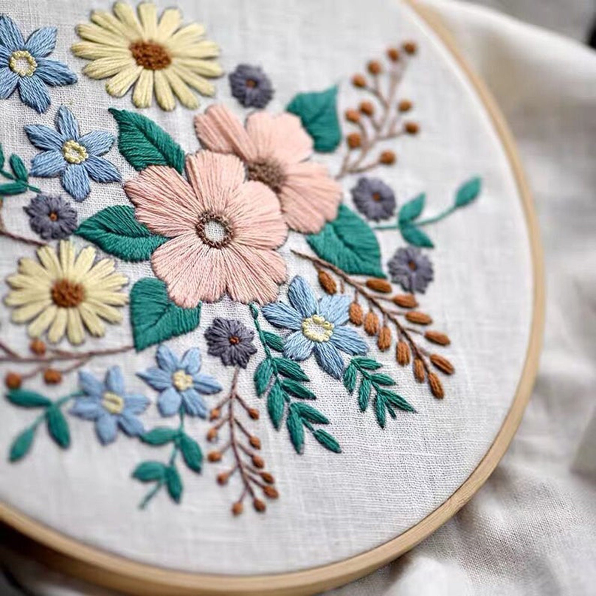 Buy Embroidery Needlework for Beginner Cross Stitch Kit Flower Handwork  Sewing Ribbon Painting Embroidery Hoop Home Decoration Online - 360  Digitizing - Embroidery Designs