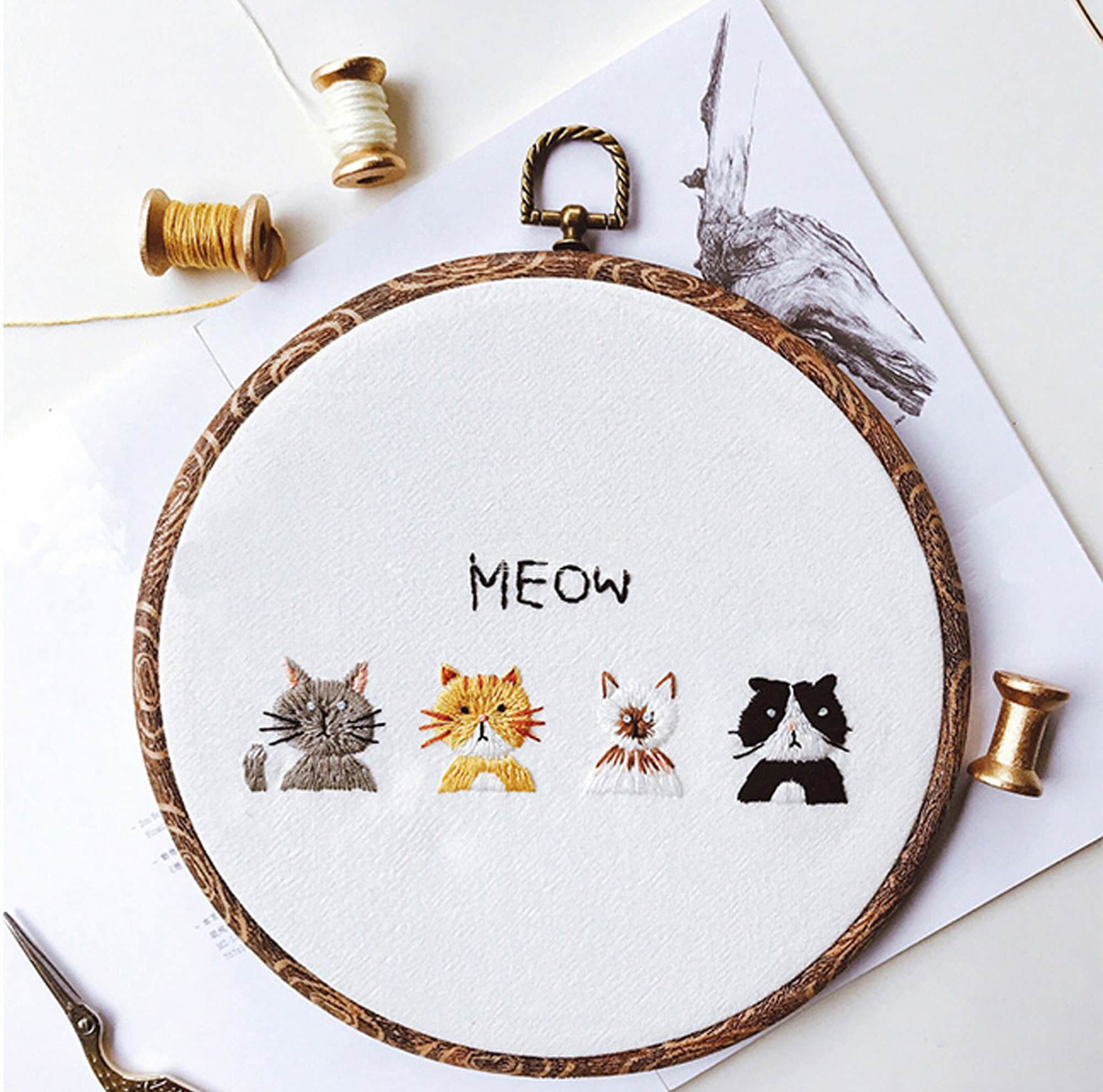 Embroidery Kits 7 / Cat Embroidery Kits for Beginners / Hand Embroidery  Kits / Beginner Embroidery Patterns 