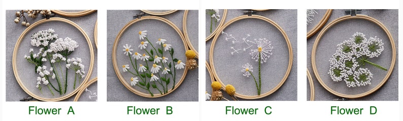 Plants transparent embroidery kit for beginner,Flower diy Kit,beginner Hand Embroidery Full Kit ,Diy start up embroidery set English Guide image 9