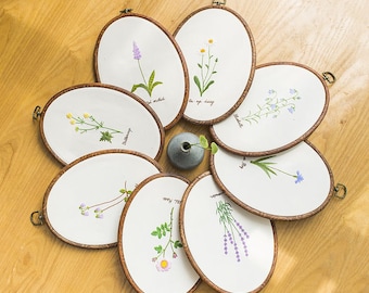 Embroidery kit beginner|Oval floral pattern embroidery kit|diy craft kit|Hand Embroidery Full Kit ,Diy start up embroidery set-English Guide