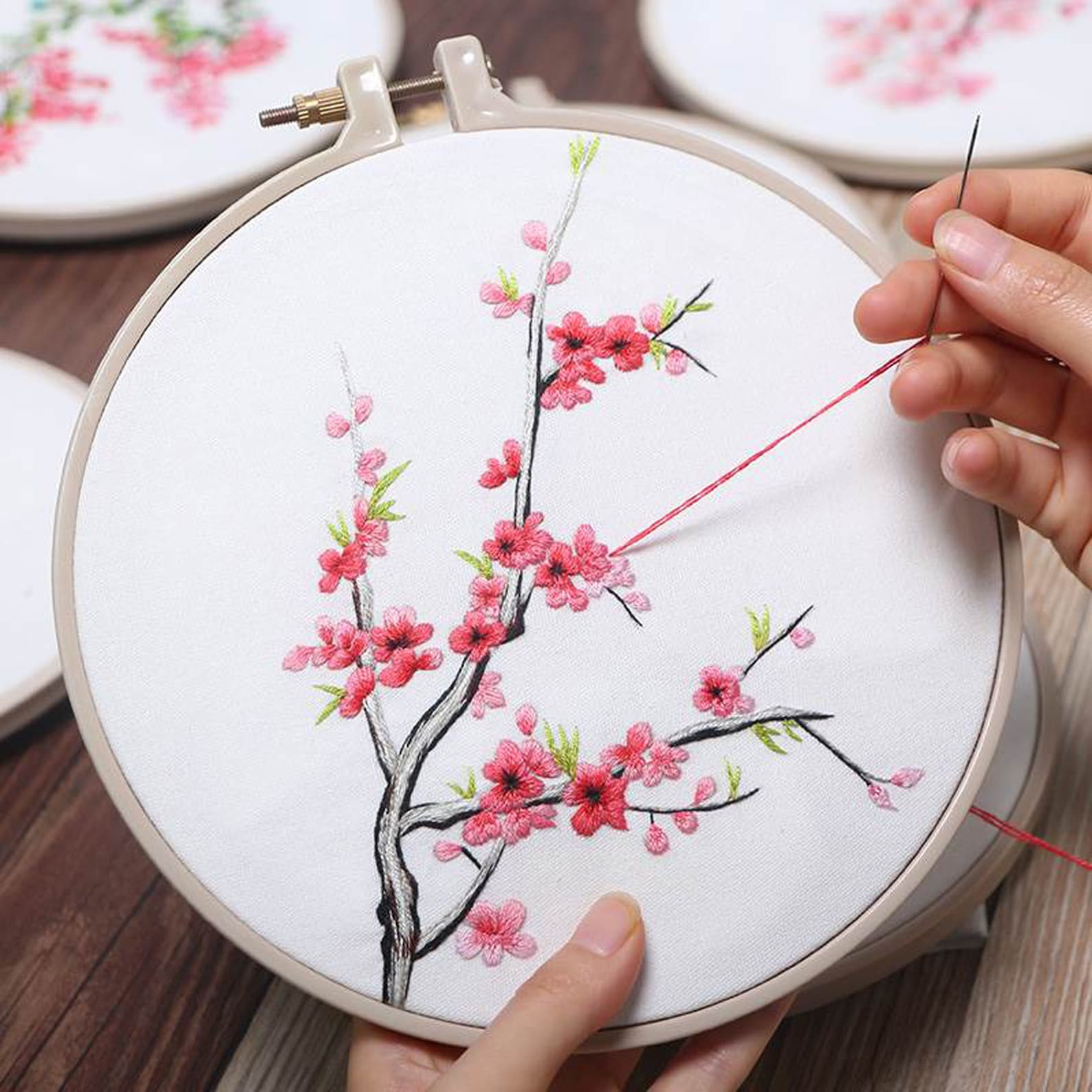 Cherry Blossom Embroidery Kit Beginner,embroidery DIY Needlepoint Hoop ...