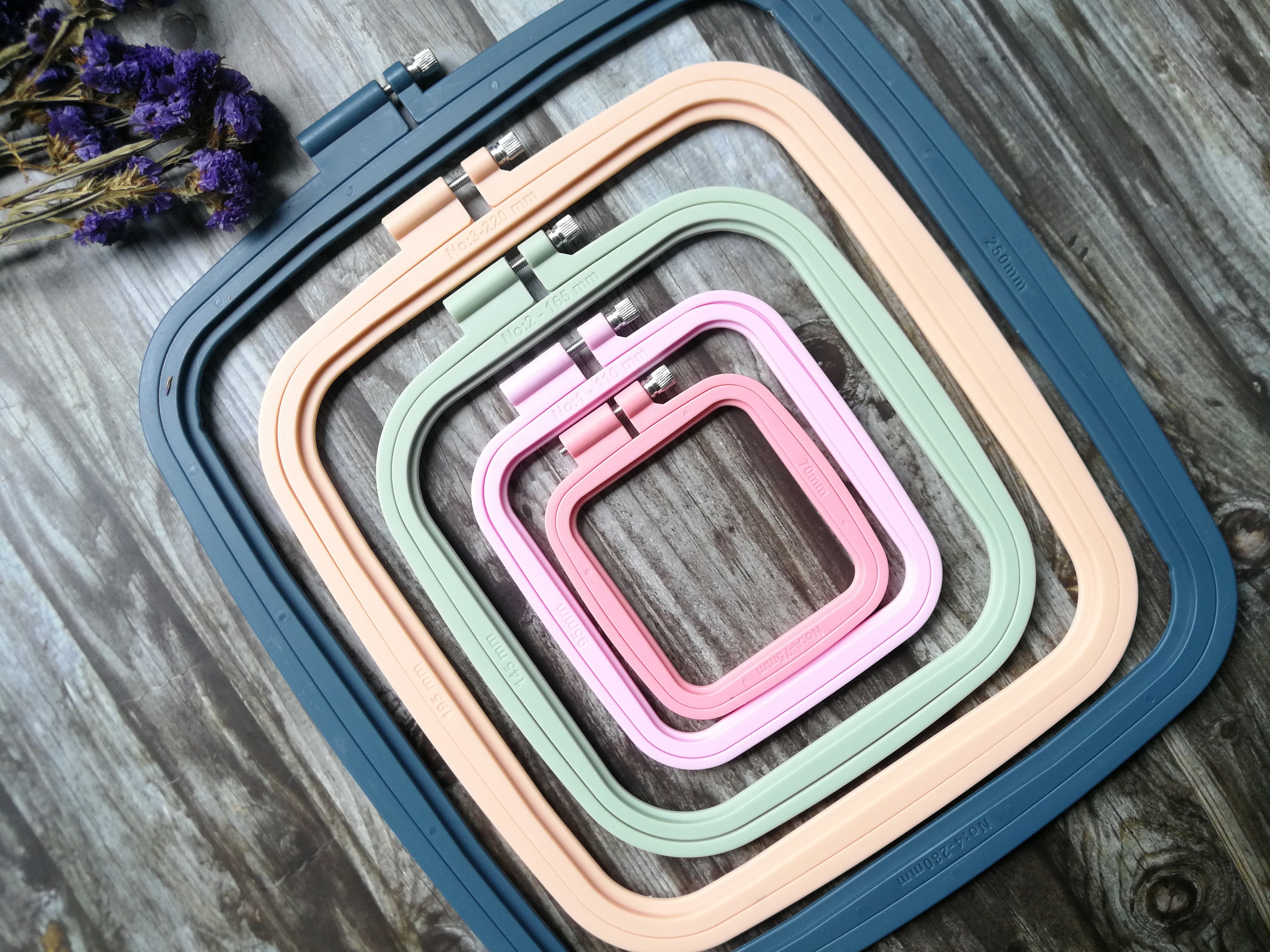 Square Plastic Colourful Embroidery Hoops Pastel Coloured Etsy