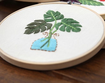 Plants Embroidery Kit For Beginner, Modern Embroidery Kit, Hand Embroidery Kit, flowers Embroidery Pattern, DIY Embroidery Kit