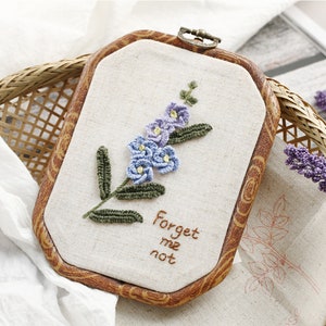 Beginner Embroidery Kit Modern Flower and Plant Hand Embroidery Full Kit DIY 3 Dimensional Floral Embroidery Hoop Wall Art Kit D