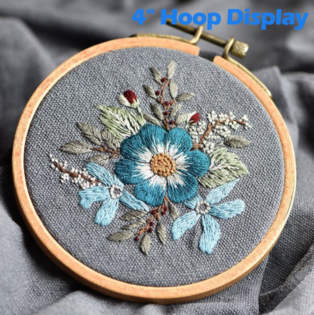 DKDDSSS Canvas Tote Bag Embroidery Kit With Floral Pattern, Embroidery Starter Kit, Cross Stitch Kits For Adults Beginners, Include Instructions, Bag, Embroidery Hoops, Color Threads And Needles