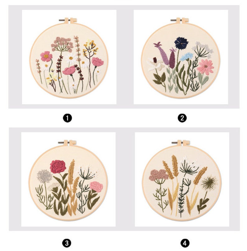 Easy Embroidery Kit Beginner, Modern floral Plant hand Embroidery Kit, Needlepoint Kit, DIY Craft Kit, Crewel embroidery, DIY embroidery set image 2