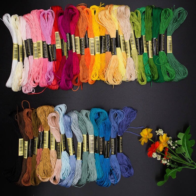 100 Pcs50 Mixed Colors 8m Embroidery Floss Cotton Thread Etsy