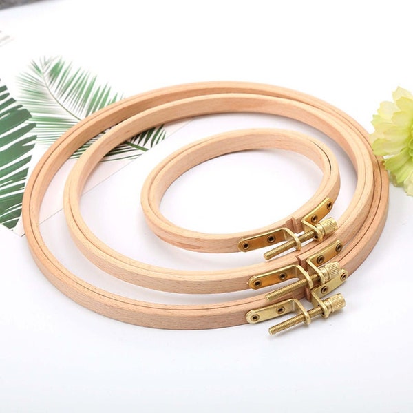 Embroidery Wooden Hoop-Round shape-Stitching Hoop-Display Hoop-Embroidery Frame-Sizes 3",4",5",6",7",8",9",11",12" Round-Natural color