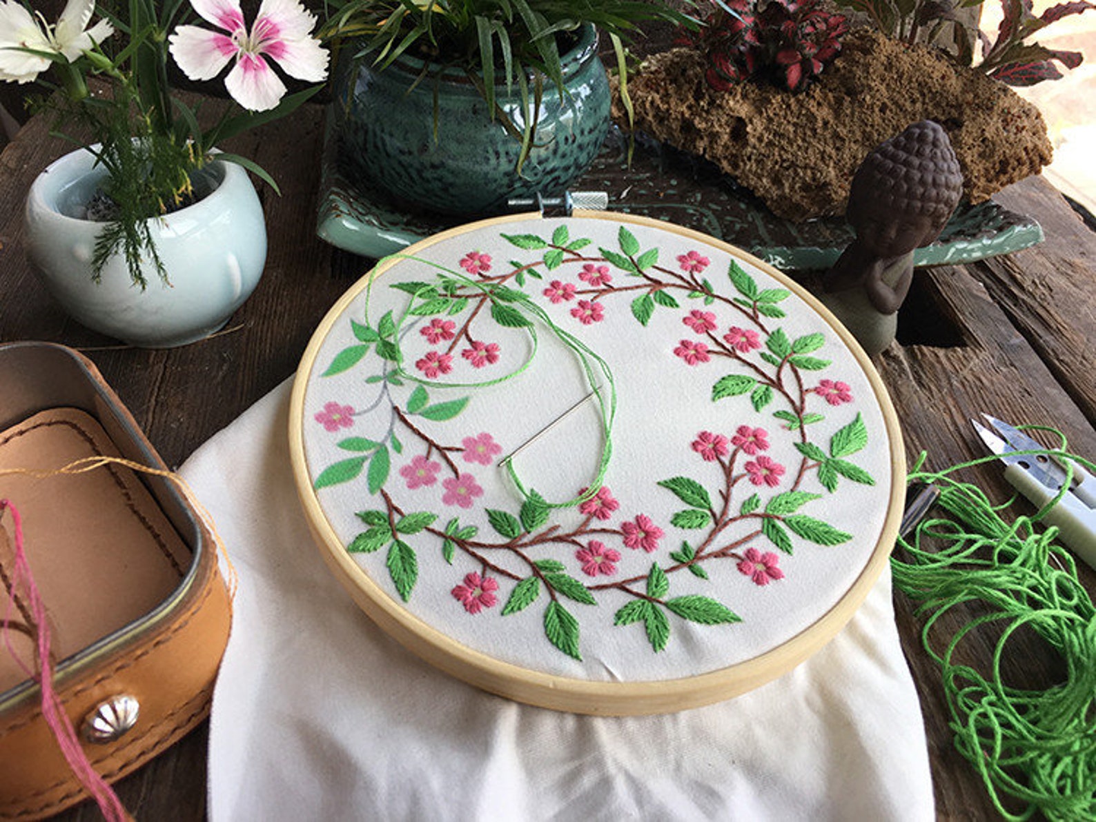 Hand Embroidery Full Kit DIY Needlework Kit Modern Blue Etsy