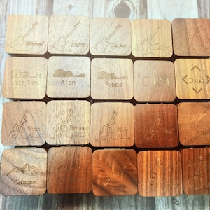 Custom Wooden Guitar Picks Box,Personalized Guitar Pick Holder Storage,Wood Guitar Plectrum Organizer Case,Music Gift for Guitarist Musician
