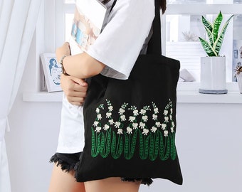 Embroidery Kit Canvas Bag| Modern Flower Pattern | Hand Embroidery Kit | Beginner Canvas Tote Bag|Go Green Eco-Friendly DIY Embroidered Tote