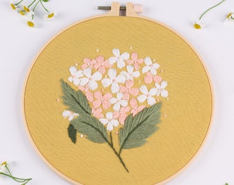 Fai da te Fiore Ricamo Hoop Parete Kit-Diy Kit Ricamo Principiante - Modello floreale moderno - Mano Ricamo Full Kit -Guida inglese