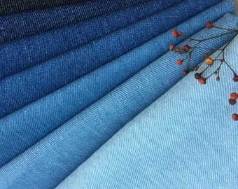Washed denim Fabric,Heavy Blue Denim Fabric,Cotton Denim,Jean Fabric, Apparel Fabric,Sewing,Heavy Denim Wide 150cm GSM 292g By The Half Yard