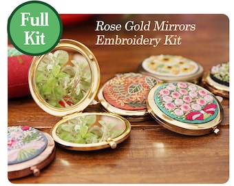 Roségouden Spiegel Borduurset voor beginners| Bruidsmeisje Gifts| Moderne borduurset| Mooie gepersonaliseerde geschenken voor vrouwen| Hand borduurset