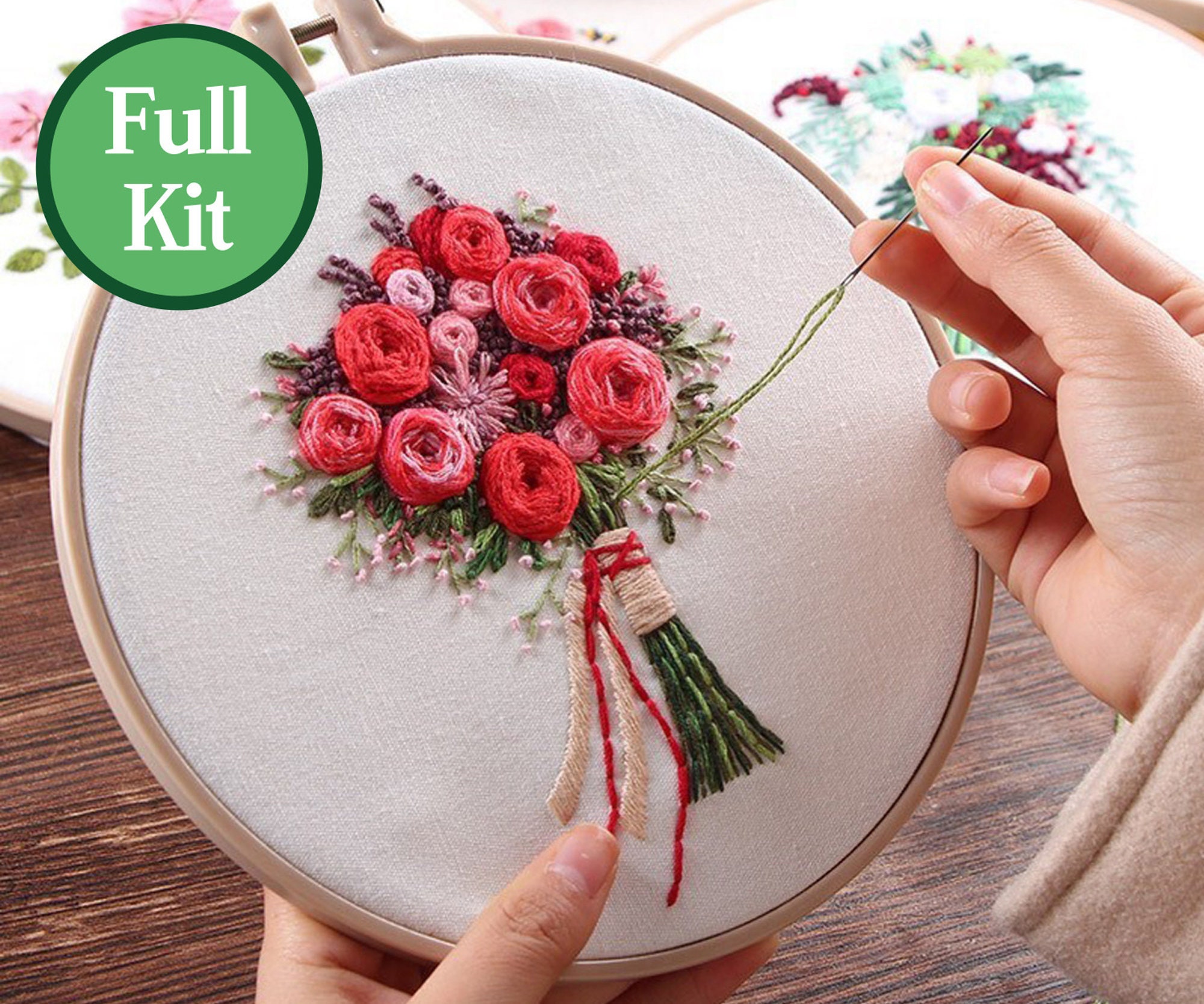 Embroidery Kit for Beginners, Pre Printed Embroidery Kit for Adults and  Kids, 6 Hoop Floral Woman Hand Embroidery Kits UK, Craft Gift 
