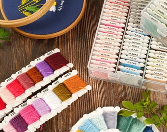 Embroidery Floss Set, 24/48/72/120 Colors Cross Stitch Embroidery Thread with Bobbins and storage box, Matches DMC Floss-4/8 Meters 1 Skein
