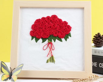 Floral Embroidery Kit For Beginner, Modern Embroidery Kit, Hand Embroidery Kit, Embroidery kit wedding flowers Embroidery Pattern