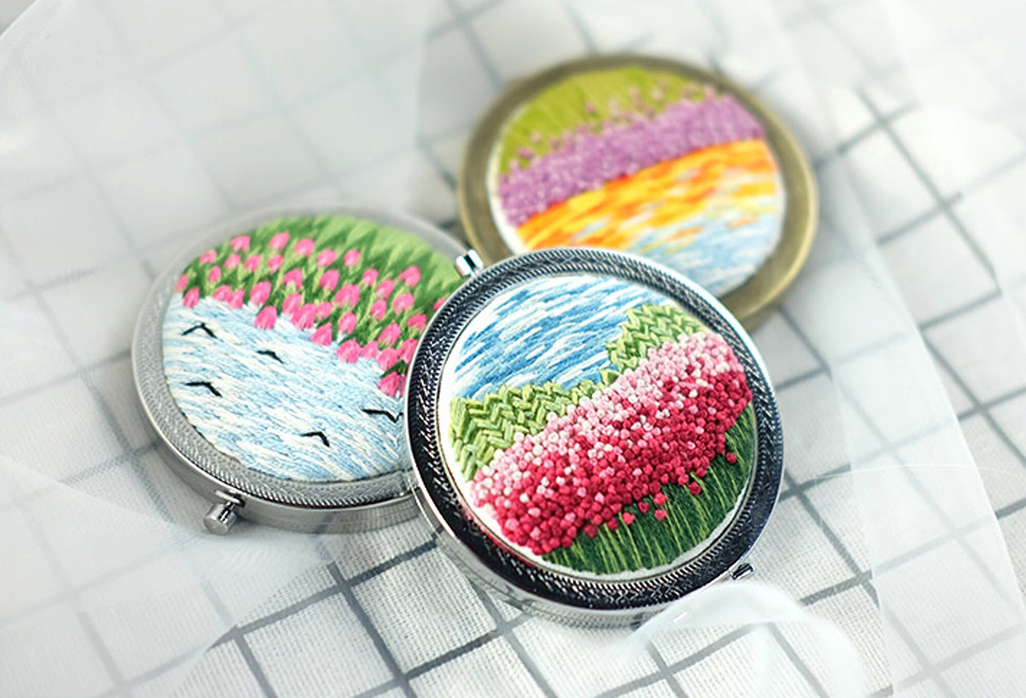 Mirror Embroidery Kit For BeginnerModern Flower and Plant Etsy