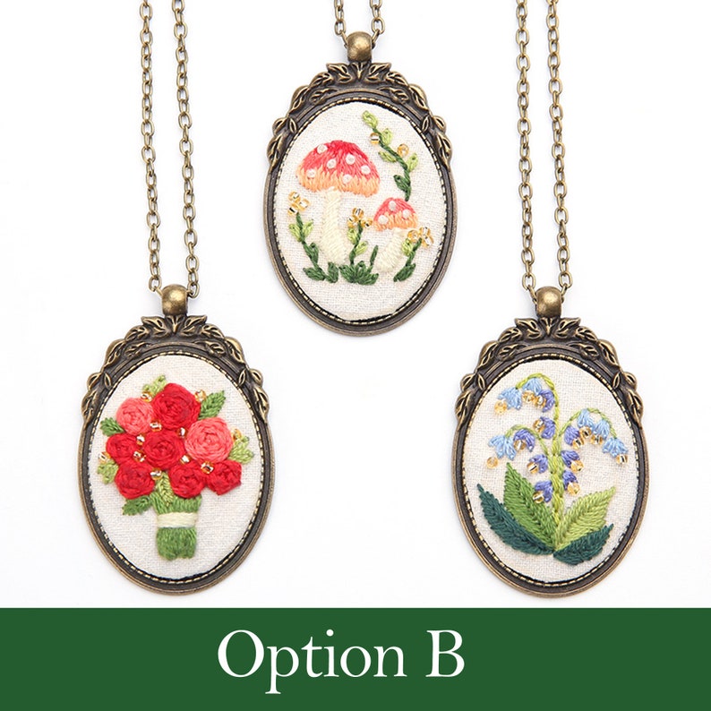 Embroidery Kit Handmade Embroidered Necklacefloral Etsy