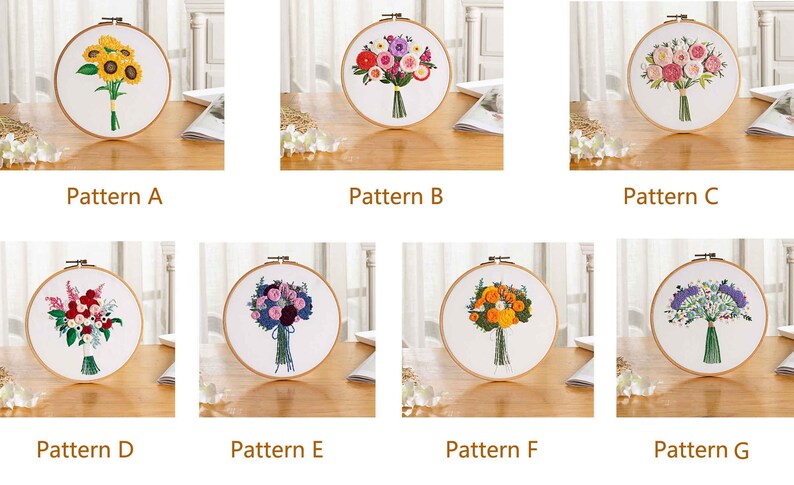 Floral Beginner Embroidery Kit Modern Flower Plant Hand Embroidery Full Kit DIY Floral Needlepoint Hoop Wall Art Kit image 2