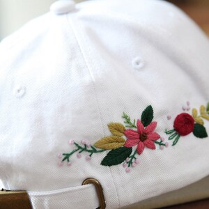 Hand Embroiderey Hat kit, Baseball Cap, Ball Cap, Custom Embroidery Hat, Dad Hat, Flower Embroidery Hat, Floral Dad Hat, Embroider Woman Cap image 10