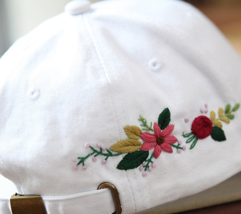 Hand Embroiderey Hat kit, Baseball Cap, Ball Cap, Custom Embroidery Hat, Dad Hat, Flower Embroidery Hat, Floral Dad Hat, Embroider Woman Cap image 10