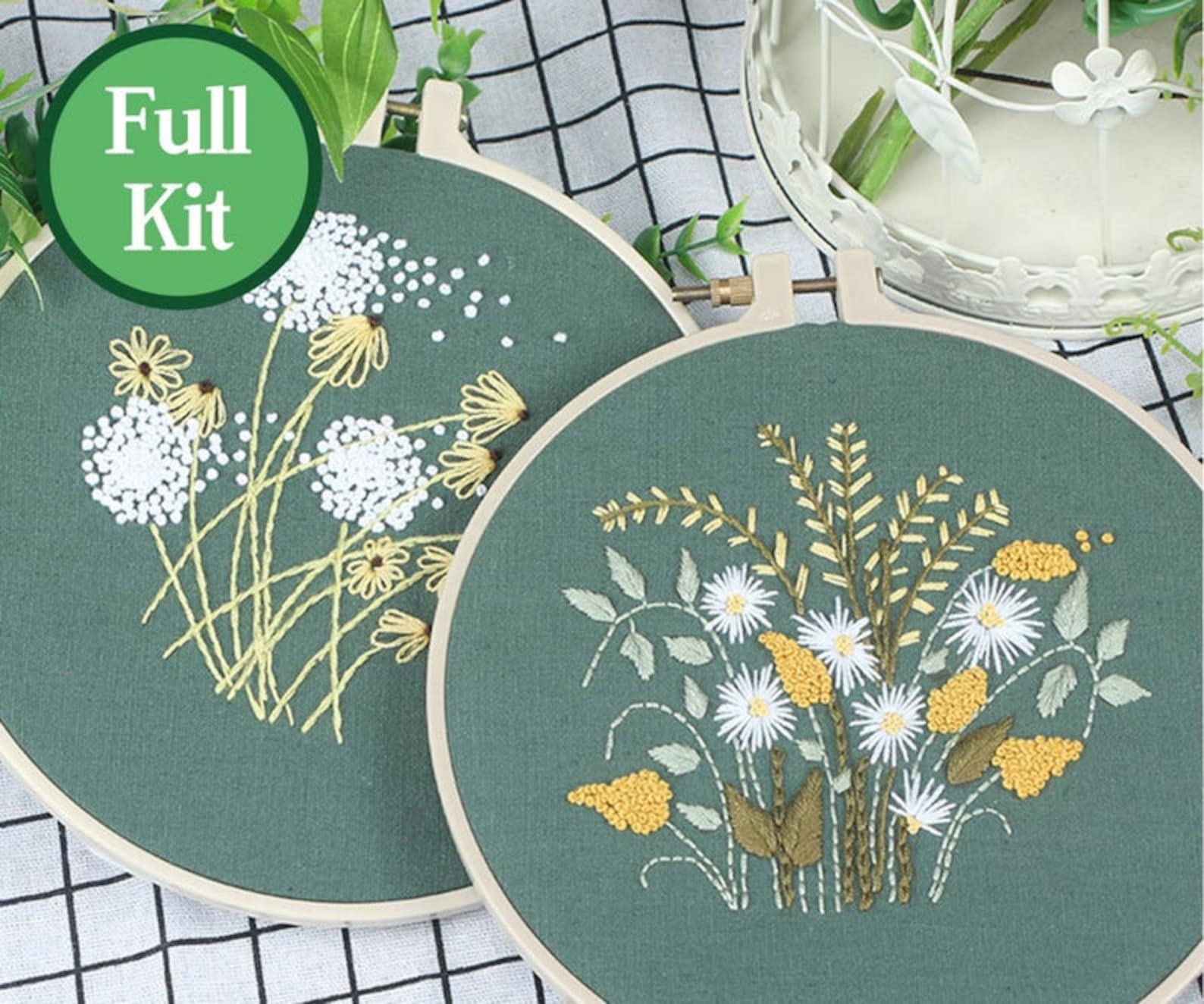 Beginner Embroidery Starter Kit Beginner Embroideryflowers Etsy