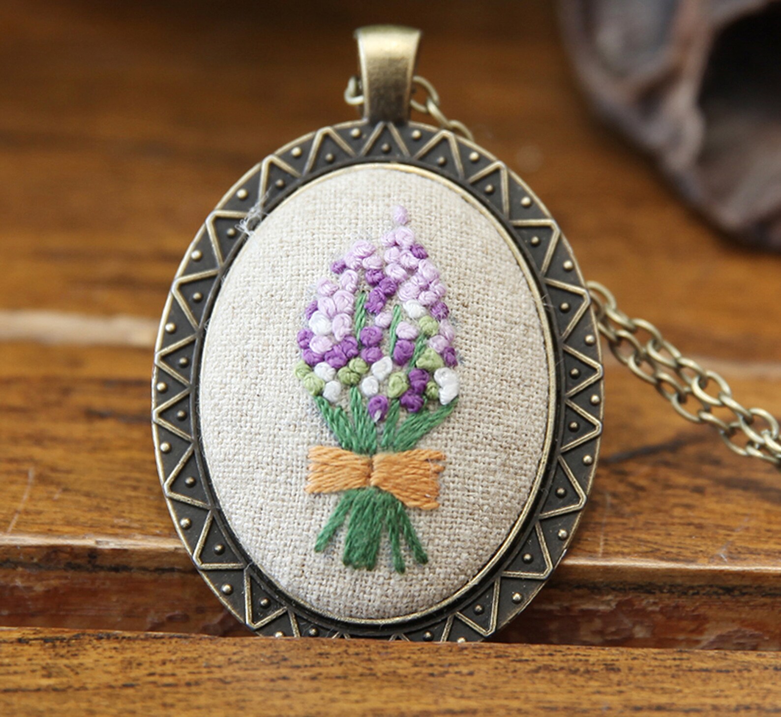 Embroidery Necklace Kit Beginnermodern Floral Beginner Hand Etsy