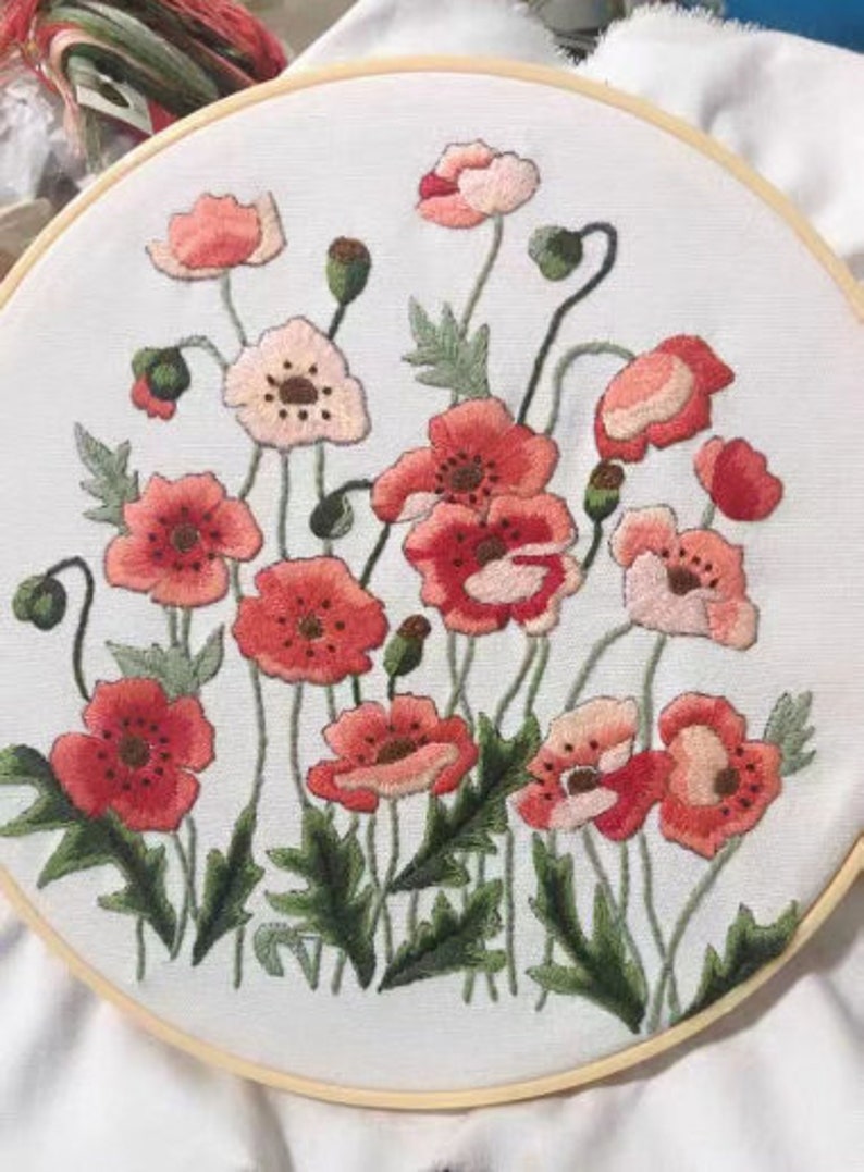 Floral Beginner Embroidery Kitdiy Craftmodern Flower Plant Hand