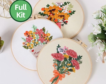 Kit completo per ricamo a mano di piante floreali moderne * Regali per la mamma * Regali per bambini * Regalo per la festa della mamma * Regali premurosi * Regali per i genitori * Grazie