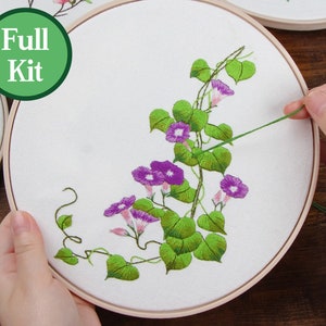 Beginner Embroidery Kit - Modern Flower Bouquet Pattern Hand Embroidery-DIY Floral Embroidery Hoop Wall Art personalized gifts for women