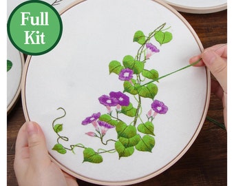 Beginner Embroidery Kit - Modern Flower Bouquet Pattern Hand Embroidery-DIY Floral Embroidery Hoop Wall Art personalized gifts for women