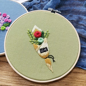 Beginner Embroidery Kit - Modern Flower and Plant Hand Embroidery Full Kit,floral embroidery hoop art,Meaty plant diy Embroidery kits