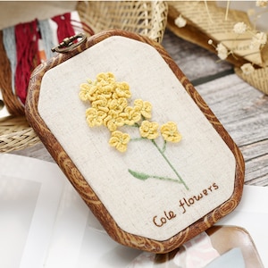 Beginner Embroidery Kit Modern Flower and Plant Hand Embroidery Full Kit DIY 3 Dimensional Floral Embroidery Hoop Wall Art Kit F
