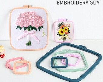 スクエアカラー刺繍枠、プラスチック製カラフル刺繍枠、クロスステッチ