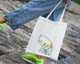 Stickdatei Canvas Tasche Mit fertiger Tasche,Kein Nähen erforderlich,DIY Canvas Tasche Anfänger Stickdatei,Katze Schultertasche Nadelpunkt Geschenk
