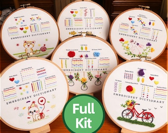 DIY 刺繍キット初心者、手刺繍キット、ニードルポイント、花刺繍キット、モダン刺繍キットクロスステッチ、DIY クラフトキット