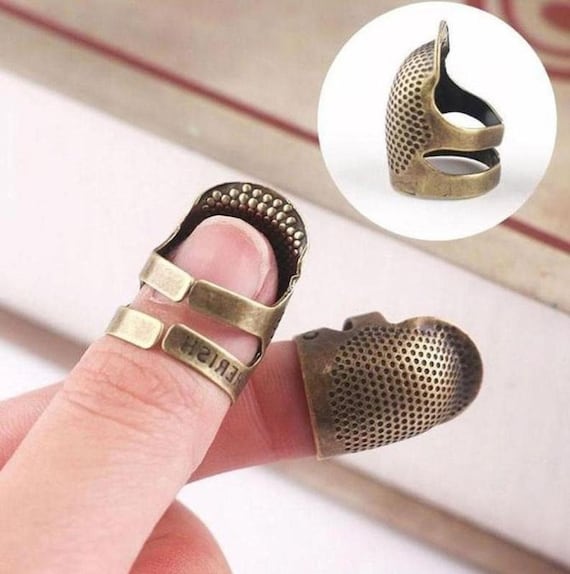 Mtsooning Antique Sewing Thimble, Metal Fingertip Protector, Finger Shield  Ring for Quilting Craft Accessories DIY Sewing Tools