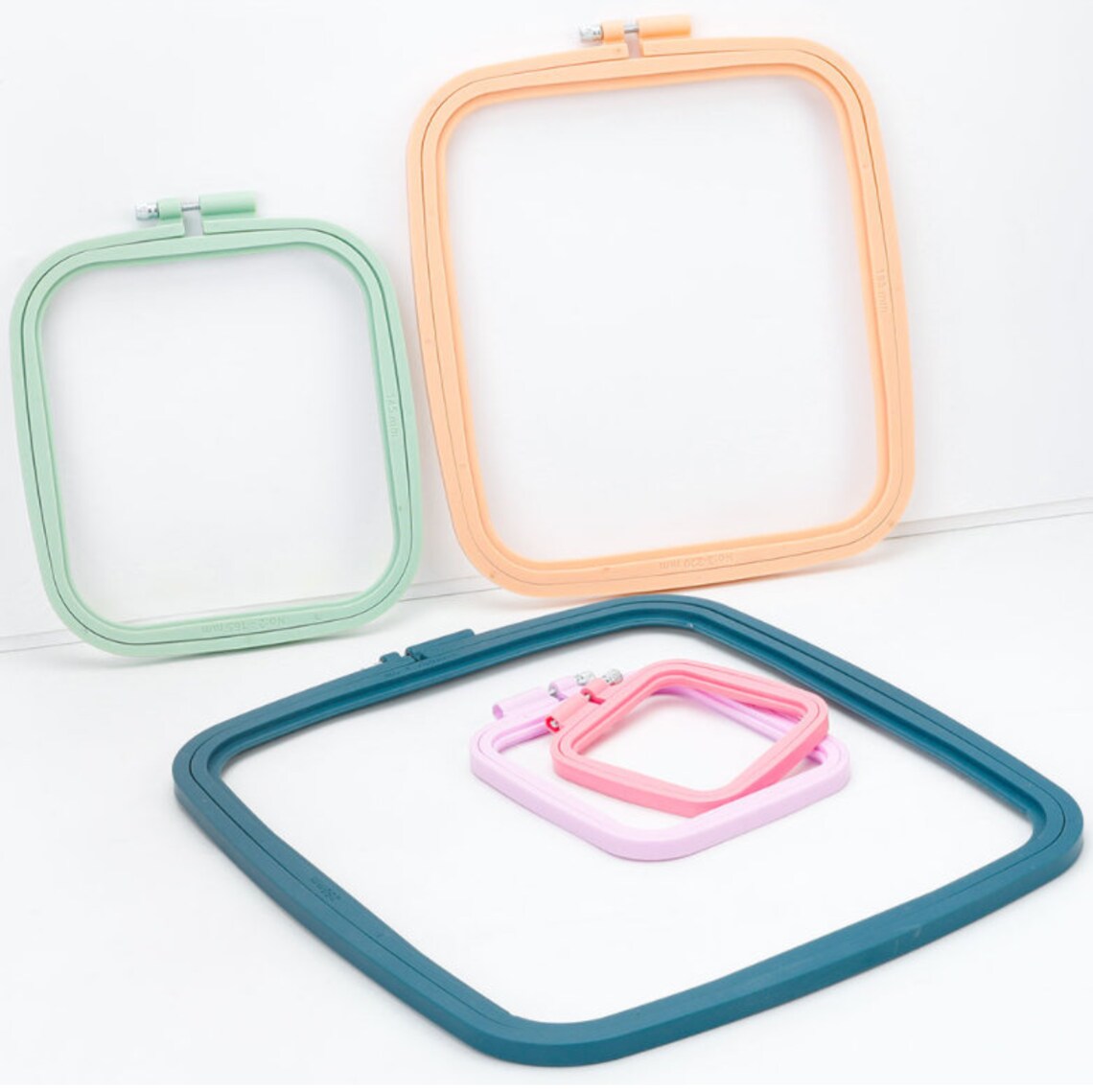 Square Plastic Colourful Embroidery Hoops, Pastel Coloured Embroidery ...