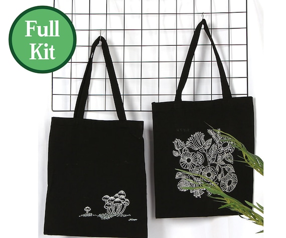 Embroidery Kit Totes,modern embroider,hoop art Tote,Wedding Gift Bag,Bridal Party Hand Embroidery Canvas Bags,Kits,diy kit