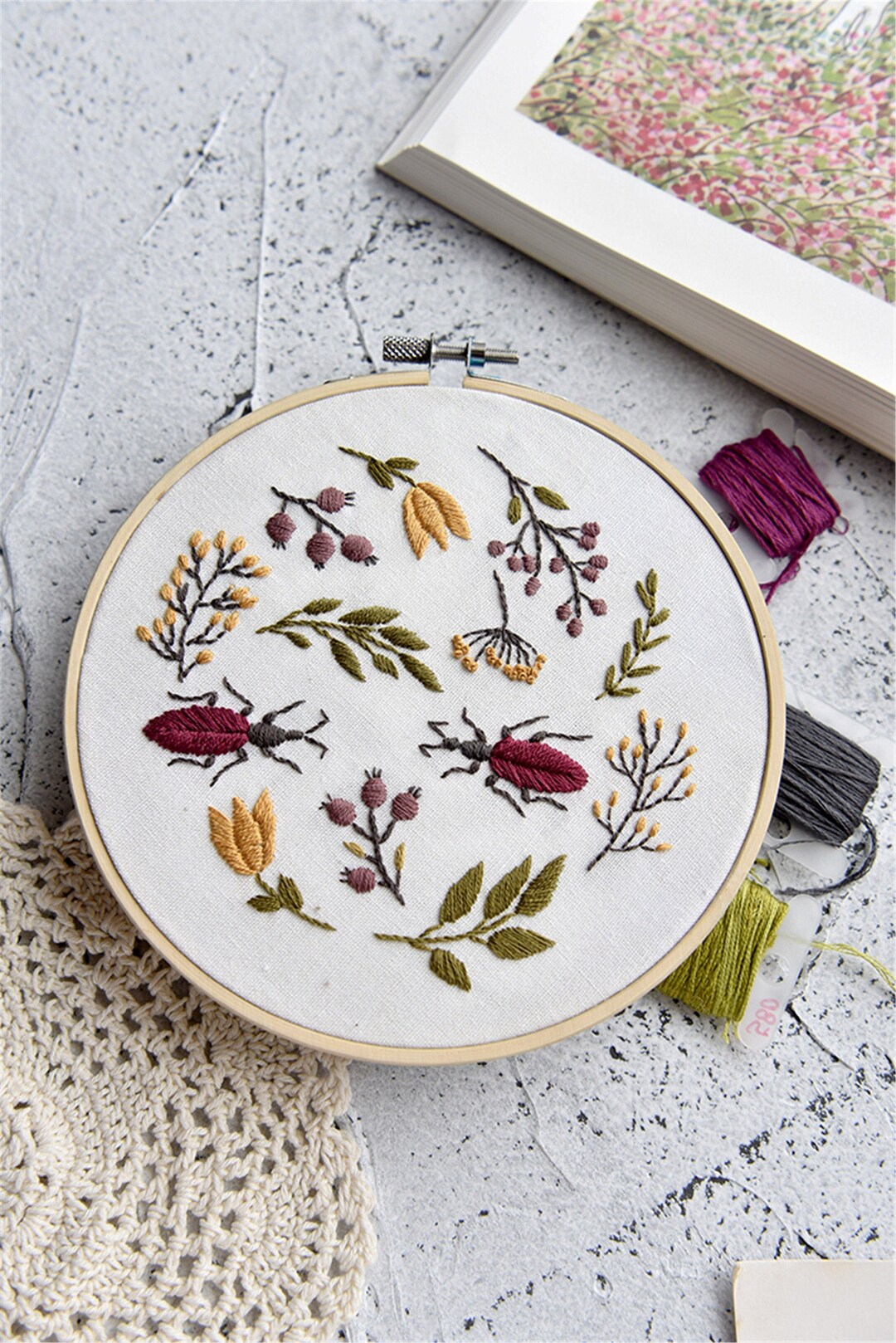 Hand Embroidery Full Kit DIY Needlework Kit Harvest Modern Etsy