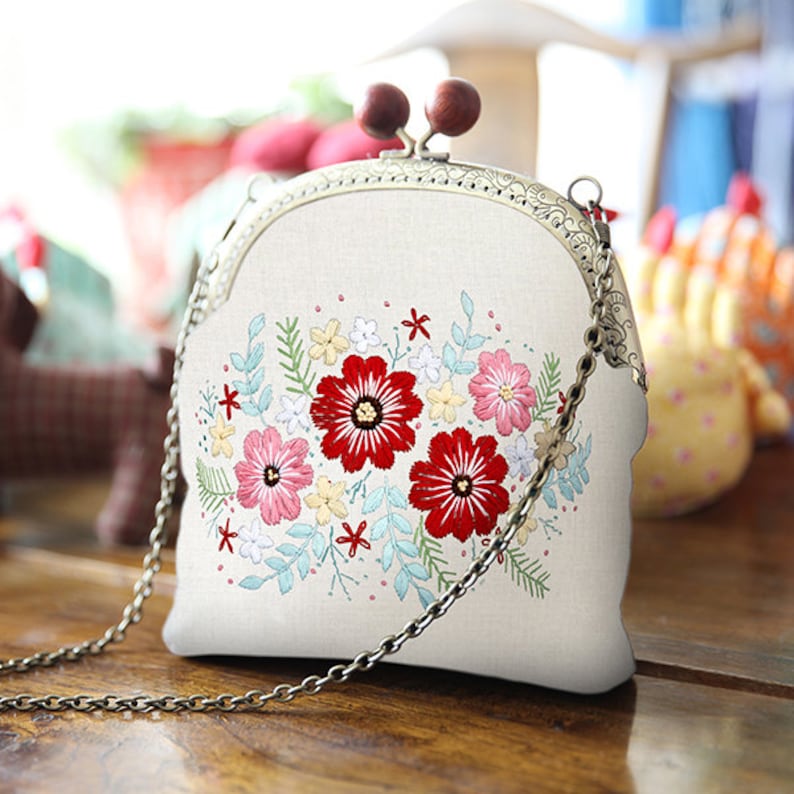Diy Embroidery Kit Beginnerbuckle Coin Purse Embroidery Etsy